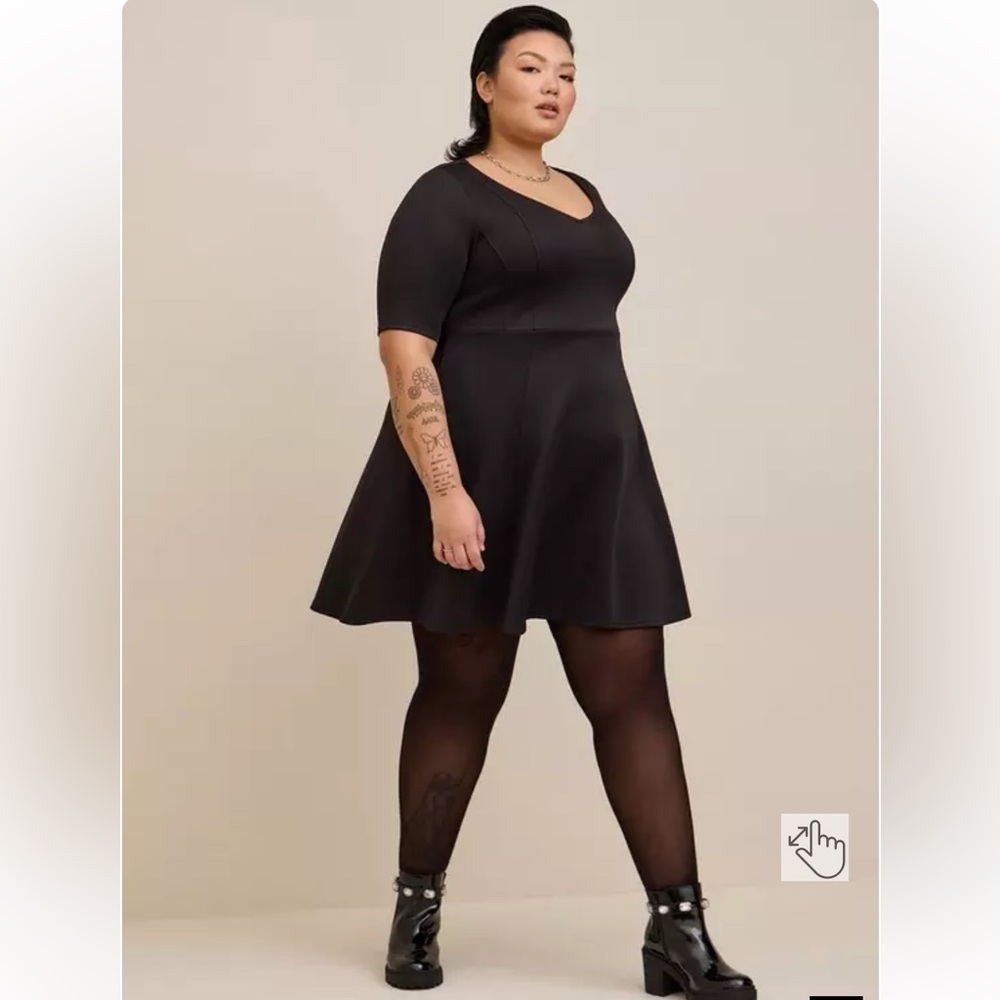 Torrid Fluted Fit & Flare Mini Dress - Scuba Black Pockets, Size 1X